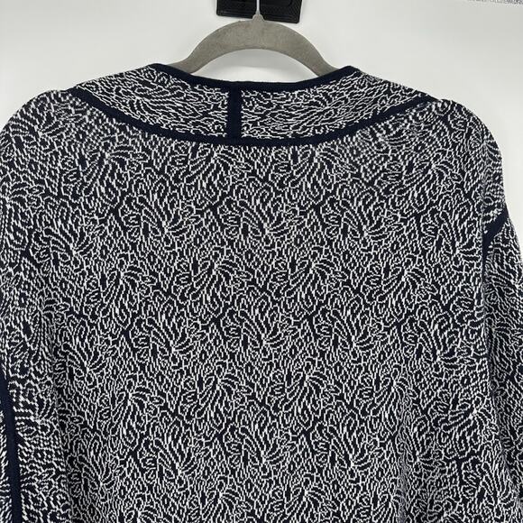 Coldwater Creek Cardigan Sweater Size 3X Navy Blue White Abstract Button Office - Picture 6 of 10